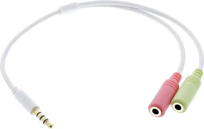 Immagine prodotto di InLine® 99302W Cavo adattatore per cuffie audio, spina jack da 3,5 mm a 4 pin a 2 prese jack da 3,5 mm, bianco, 0,15 m