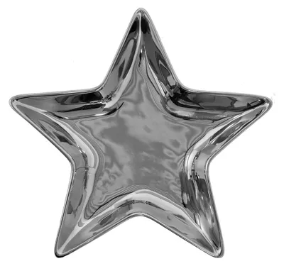Productafbeelding van Clayre & Eef Decoratieve schaal Ster, 20x19 cm, zilverkleurig, keramiek