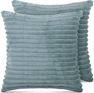 Immagine prodotto di Cuscini decorativi 50x50 cm verde-grigio, confezione da 2, morbida fodera con cerniera, cuscini da divano