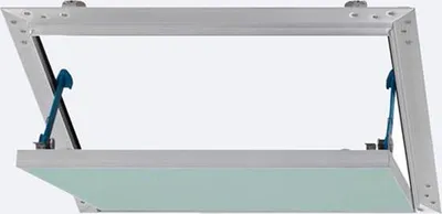 Produktbild von Revisionsklappe AluPlana® mit Gipskartoneinlage GKBI 2 x 12,5 mm und Fangsicherung 600 mm x 600 mm
