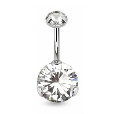Produktbild von Taffstyle Bauchnabelpiercing Bauchnabelpiercing Schmuck Stecker Doppel Kristall Kugel Innengewinde, Clear