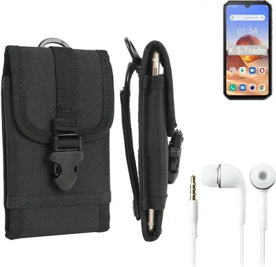 Produktbild von K-S-Trade Holster Schutz Hülle kompatibel mit Blackview BV9900E Gürteltasche Handy Hülle Tasche outdoor Seitentasche schwarz 1x + Kopfhörer