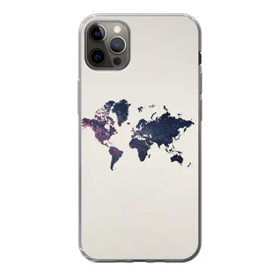Produktbild von MuchoWow® Handyhülle Schutzhülle Hülle für iPhone 12 Pro Max Weltkarte - Licht - Rot Silikon Softcase Handy Hülle - Hartschale
