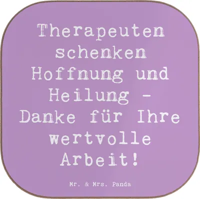 Produktbild von Mr. & Mrs. Panda Untersetzer für Gläser Spruch Therapeut Dankeschön - Lavendeltraum - Geschenk, Danke, Tischuntersetzer, Aufmerksamkeit, sagen, besondere Geschenkideen