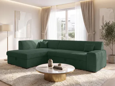 Produktbild von AX LIVING Couch für Wohnzimmer Lucera 260 cm Flaschengrün Schlafsofa L
