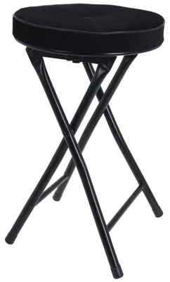 Produktbild von HowHomely | Sitzhocker - Klapphocker mit Sitzfläche - Klappstuhl - schwarz - 49 x 30 cm - aus Metall - Hocker - Praktisch