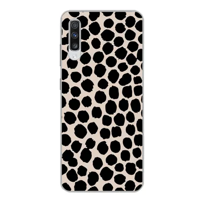 Produktbild von MuchoWow® Handyhülle Schutzhülle Hülle für Samsung Galaxy A70 Polka dots - Schwarz - Beige Silikon Softcase Handy Hülle - Schutzhaube