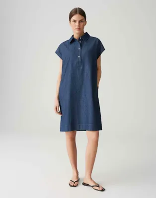Produktbild von Opus Damen Freizeitkleid Blau, ärmellos mit Kragen und Knopfleiste vorne