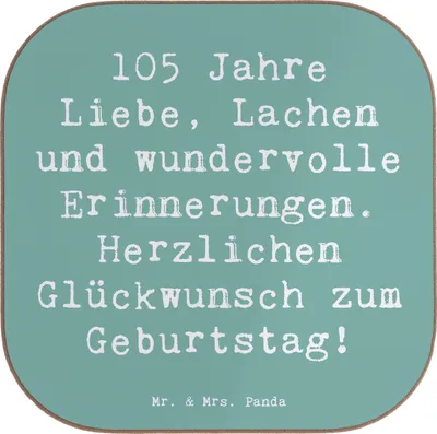Produktbild von Mr. & Mrs. Panda Untersetzer Glas Spruch 105. Geburtstag - Meeresbrise - Geschenk, Happy Birthday, Jubiläum, für Gläser, Weisheit, Coaster, herzliche Erfahrungen