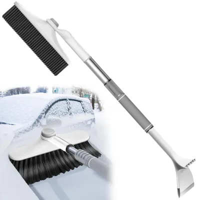 Produktbild von Ausziehbarer Eiskratzer mit Bürste für Auto – Silikon Eiskratzer und Schneebürste – Grau