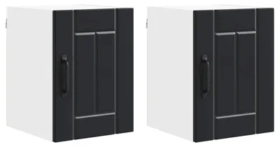 Image de vidaXL Armoire murale LUCCA, 2 pièces, noire, en bois composite