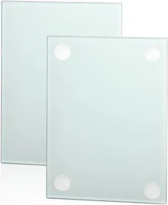 Zdjęcie produktu dla Zestaw dwóch desek do krojenia ze szkła, wymiar 28 x 20 cm, deski ze szkła hartowanego z antypoślizgowymi nóżkami silikonowymi, higieniczne, bezpieczne i odporne na wysokie temperatury