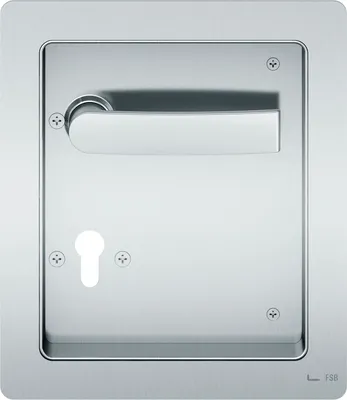 Produktbild von FSB Turnhallenmuschel 200 x 230 mm rechts, PZ 72, VK 9mm, Turnhallen Einlassgriff für feuerhemmende Türen, Edelstahl