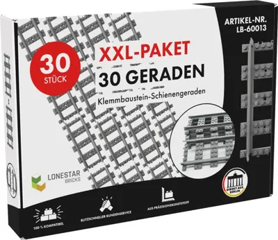 Produktbild von LB-60013 - 30 Stück Schienen Gerade (Lonestar-Bricks)