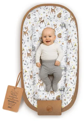Produktbild von Babynest Neugeborene Nestchen Baby Waffelpique 65x120 cm Hirsch Braun