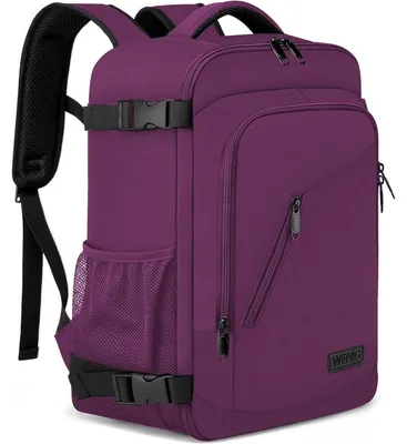Productafbeelding van Handrugzak, 40x20x25 cm, geschikt voor Ryanair, 20 liter, paars, met laptopvak (14 inch) en USB-oplaadpoort