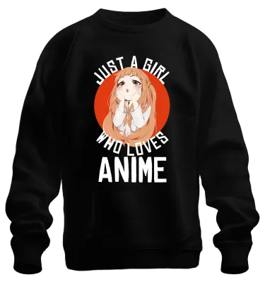 Obrázek produktu pro JUST A GIRL WHO LOVES ANIME Anime Girls Otaku Manga Kawaii Fan Uni mikina, černá, XXL