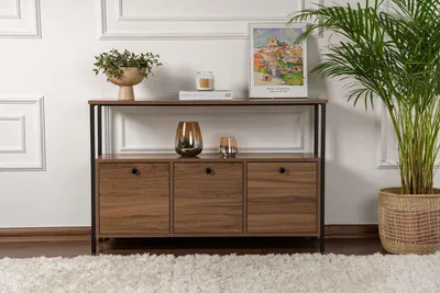Productafbeelding van Skye Decor, Solace - Venezia, Notenhoutkleur, zwart, console, notenhout, 100% melaminecoating, 120 x 30 x 77 cm