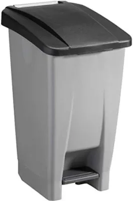 Image de Poubelle de 60 litres, gris/noir, à pédale