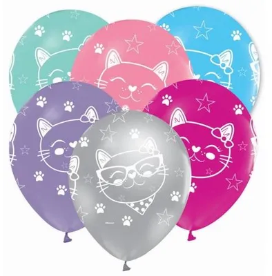 Produktbild von Katzen Party 6 Luftballons bunt