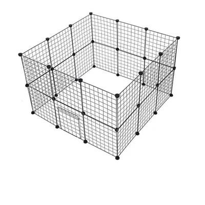 Produktbild von Kleintier-Gehege, Kleintierkäfig, Freigehege für Kaninchen, Freilaufgehege, Schwarz Kleintiergehege, Gitter- elemente:35x35 cm, 24Pcs