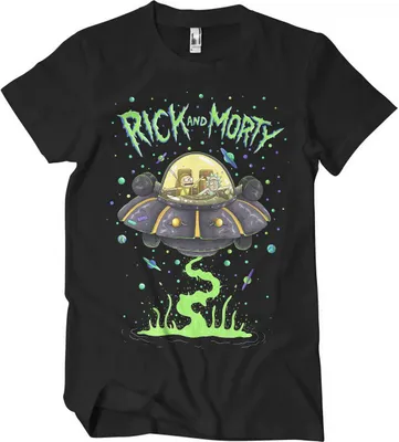Produktbild von Rick And Morty Spaceship T-Shirt - Large - Black