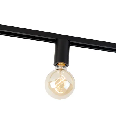 Produktbild von QAZQA - Modern E27 Fassung mit Schienenaufhängung für 1-Phasenschiene Schwarz - Iconic Jeana I Wohnzimmer I Schlafzimmer - Aluminium Zylinder - LED geeignet E27