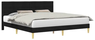 Produktbild von Bettrahmen mit Kopfteil Schwarz 200 x 200 cm Stoff