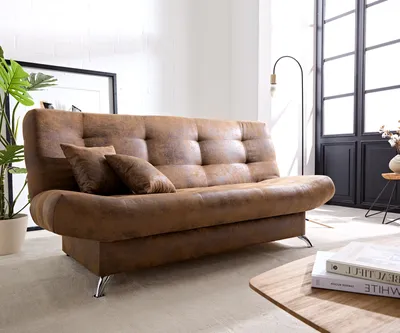 Produktbild von DELIFE Schlafsofa Viola 190x90 cm Braun Antik Optik Bettkasten