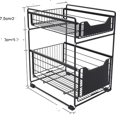 Immagine prodotto di Scaffale portaoggetti, 2 livelli, cassetto, autoportante, nero