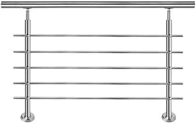 Produktbild von YUENFONG Treppengeländer Edelstahl Handlauf Geländer für Treppen, Innen und Außen, Balkon, Brüstung, Silber, 100cm  Länge, mit 5 Querstreben