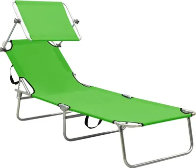 Produktbild von vidaXL Klappliege mit Sonnendach Grün Aluminium
