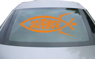 Produktbild von Indigos UG - Aufkleber Heckscheibe & Motorklappe DE2295 - orange - 600x262 mm - Science Fisch - Auto Scheiben Fenster Heckklappe Tuning Racing JDM - Die cut