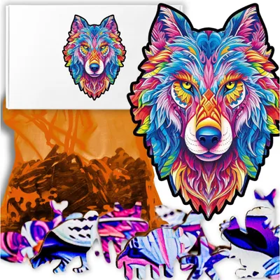 Produktbild von Öko Holz Wolf Puzzle Tierpuzzle 147 Teile Vatertag
