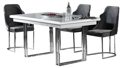 Produktbild von Esszimmermöbel Essgruppe Esszimmertisch Essecke Stühle 7tlg Weiß Set