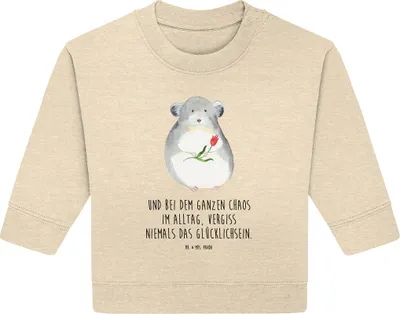 Produktbild von Mr. & Mrs. Panda Organic Baby Pullover Chinchilla Blume 6. - 12. Monat - Natural Raw - Geschenk, Lustige Sprüche, Liebeskummer, Chinchillas, Chaos, Büro, Kummer, Bullover
