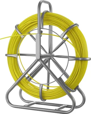 Image de SucceBuy Rouleau de câble en fibre de verre 100 m Ø6,3 mm Tige en fibre de verre avec support, aide au retrait du câble avec marquages, outil pour câbles pour murs et tubes d'installation électrique, non conducteur