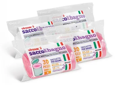 Imagen del producto de Virosac: Pequeñas bolsas de almacenamiento para cestos de baño, paquete de 4 rollos