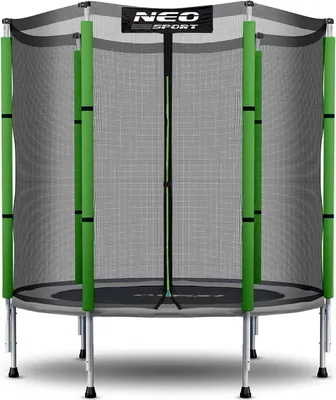 Produktbild von Neo-Sport Kindertrampolin für Kinder – Gartentrampolin mit Sicherheitsnetz, Ø 140 cm (4,5 FT), Grün-Schwarz