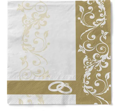 Produktbild von Sovie HORECA Serviette Hochzeit in Gold aus Tissue 33 x 33 cm, 3-lagig, 100 Stück