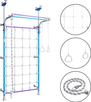 Immagine prodotto di Rete da arrampicata Wallbarz Nets | Struttura da arrampicata per interni | Parete da arrampicata a barre orizzontali 100 kg per bambini