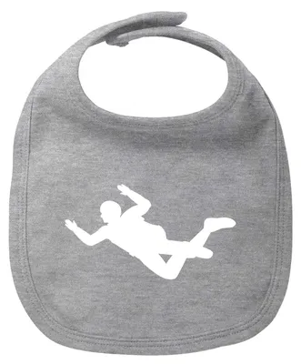 Produktbild von Huuraa Baby Lätzchen Skydiving Silhouette Heather Grey Klettverschluss  Baumwolle Latz Geschenkidee