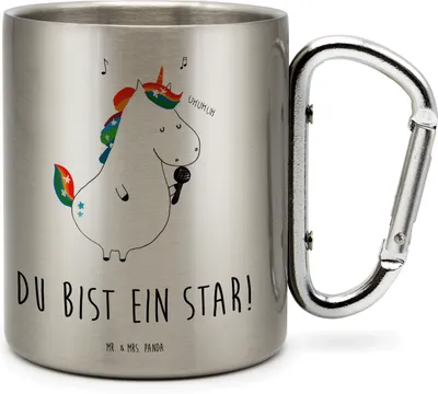 Produktbild von Mr. & Mrs. Panda Teetasse Einhorn Sänger - Transparent - Geschenk, Party, Teebecher, Isolierbecher, Geburtstag, Einhörner, Metallbecher, Unicorn, Becher Aus Edelstahl