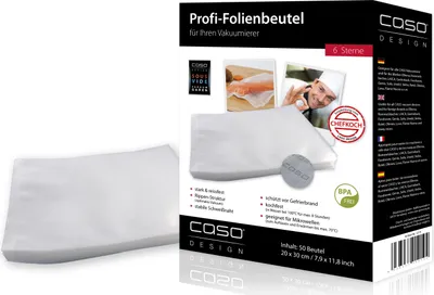 Produktbild von CASO Profi- Folienbeutel 20x30cm, 50 Stück, sehr stark & reißfest, für ein optimales Vakuum