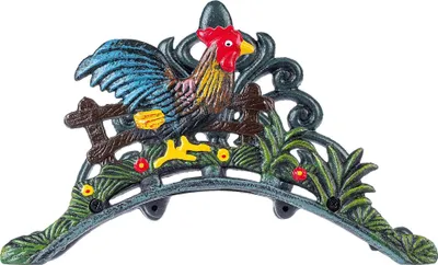 Produktbild von Gartenschlauchhalter - Wandhalterung - Gusseisen - Robust - Dekorativ - Hahn-Motiv