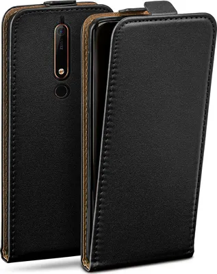 Produktbild von moex® Flip Case kompatibel mit Nokia 6.1 - Hülle mit 360 Grad Schutz, Schwarz