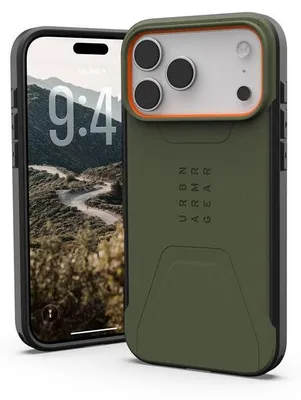 A protective phone case for an iPhone, shown from the back with an orange accent around the camera module.