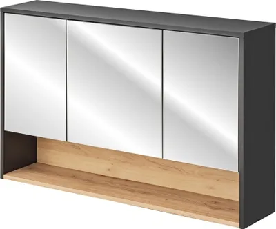 Produktbild von Badezimmer Spiegelschrank 120 cm BOLOGNA-56 in anthrazit mit Artisan Eiche Nb., B/H/T: ca. 120/75/25 cm