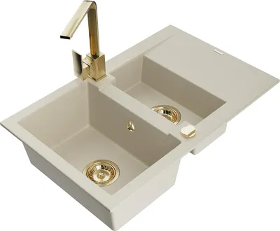 Immagine prodotto di Mexen Gaspar lavello da cucina in granito a 1,5 vasche con scolapiatti e miscelatore cucina Rita, beige - 6507-69-670300-50