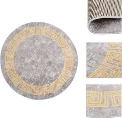 Produktbild von vidaXL Teppich Waschbar Grau φ120 cm Rutschfest -  Teppiche